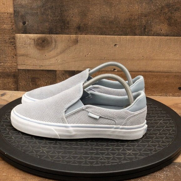 VANS DELUXE COMFORT SLIP ON WOMENS ATHLETIC SHOES LIGHT BLUE SUEDE SIZE 8 - Picture 5 of 9